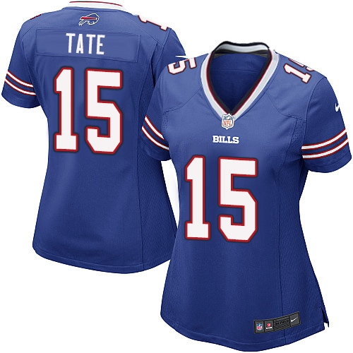 Women's Game Brandon Tate Nike Jersey Royal Blue Home - #15 NFL Buffalo Bills